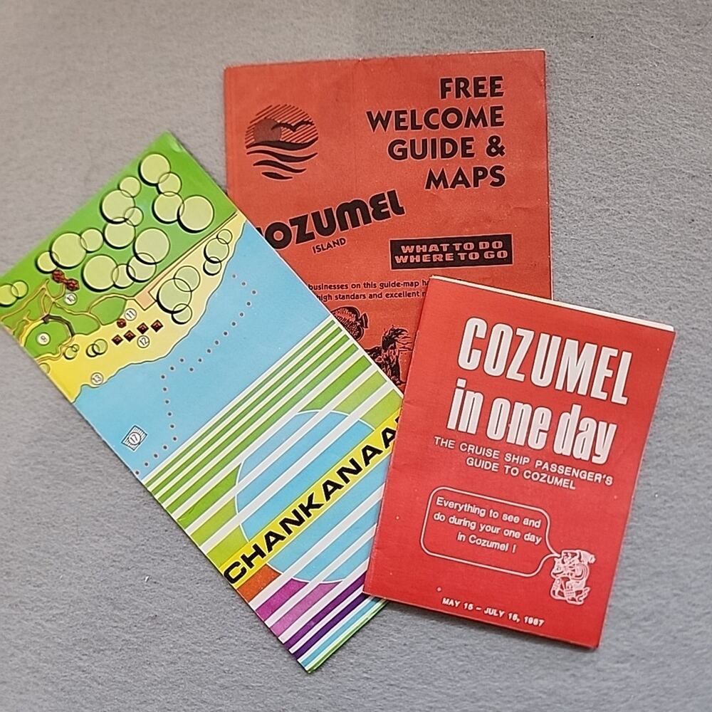 1987 Cozumel Welcome Guide Maps Cruise Passenger in One Day Chankanaab Brochure